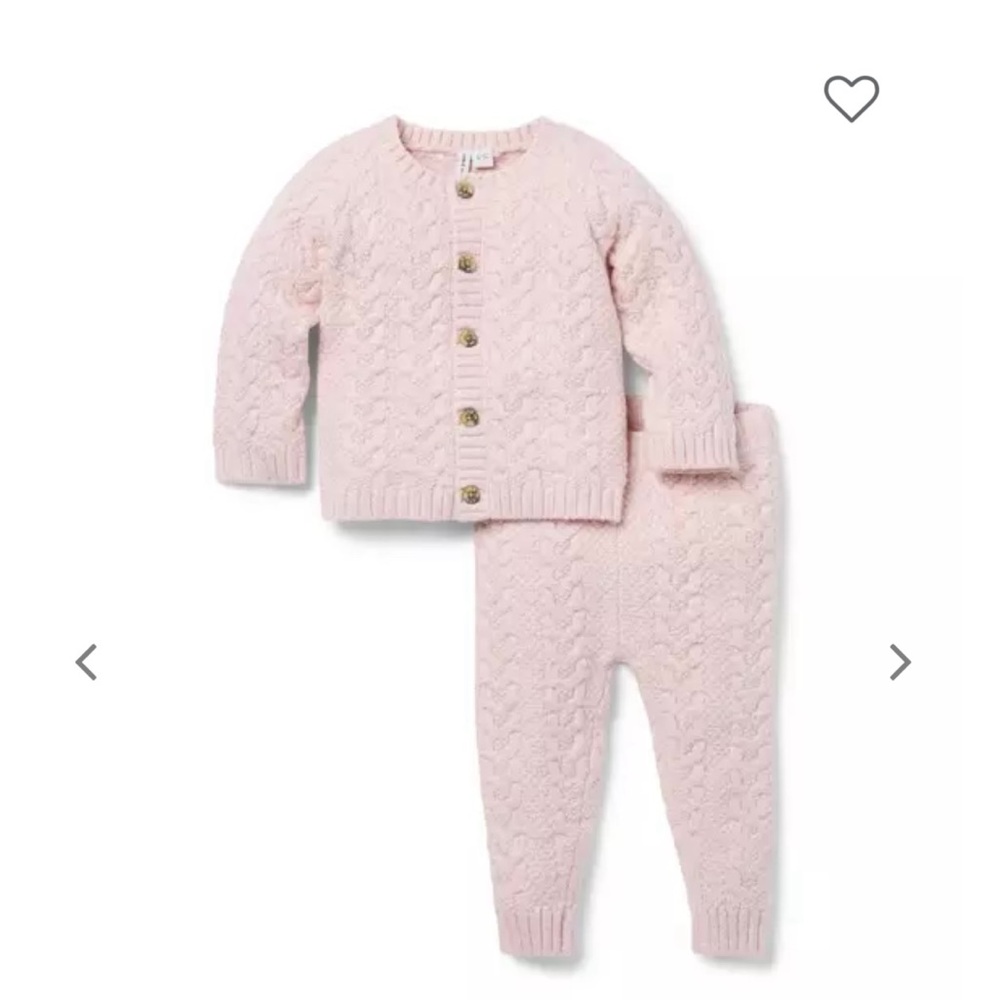 Janie and Jack Pink Knit Baby Cardigan and Pants Set